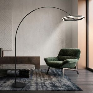 Piantana lampada da terra arco nera led 21w dimmerabile cct 2300k 3000k 4000k