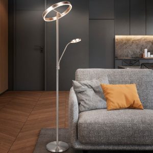Piantana led 44,5w cct 2700k 3200k 4000k nickel moderna doppia luce per ufficio