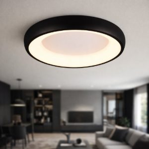 Plafoniera nera rotonda led 29w dimmerabile per cucina cct 2300k 3000k 4000k