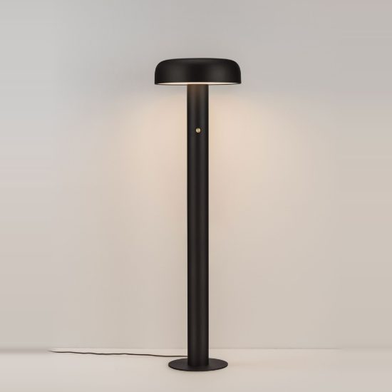 Lampada da terra con testa a disco led 28w 3000k dimmerabile per soggiorno moderna nera sabbiata