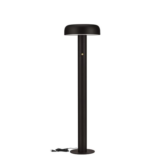 Lampada da terra con testa a disco led 28w 3000k dimmerabile per soggiorno moderna nera sabbiata