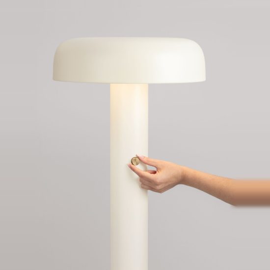 Lampada da terra con testa a disco led 28w 3000k dimmerabile per soggiorno moderna crema