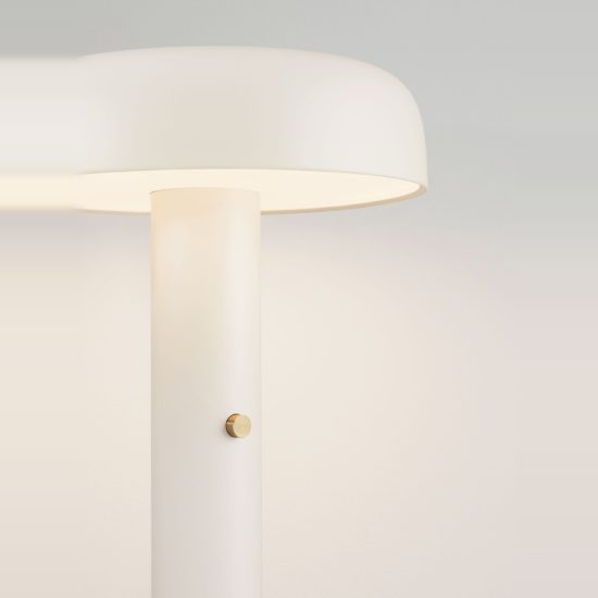 Lampada da terra con testa a disco led 28w 3000k dimmerabile per soggiorno moderna crema