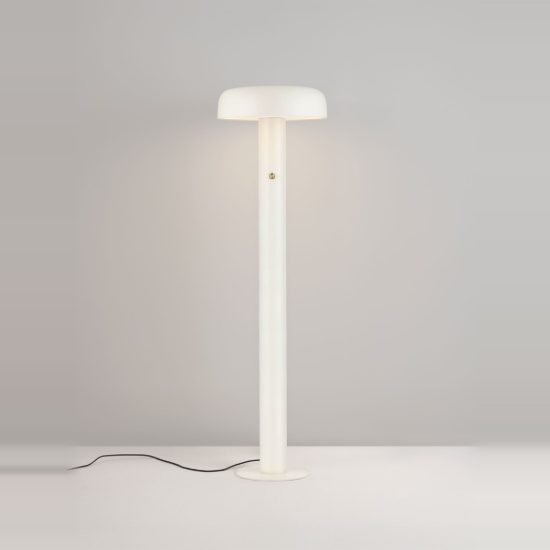 Lampada da terra con testa a disco led 28w 3000k dimmerabile per soggiorno moderna crema
