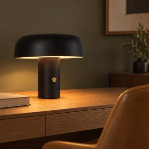 Abat-jour a fungo led 17w 3000k dimmerabile per comodino moderno nero sabbiato