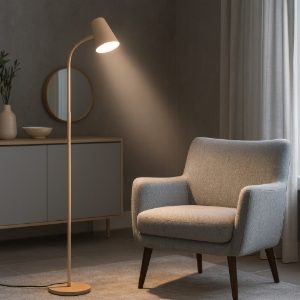 Lampada da terra piantana orientabile sabbia plastica beige led 4,5w 3000k