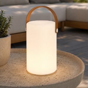 Lampada da tavolino per esterno bianco led 1w rgbw 3000k ip44 ricaricabile