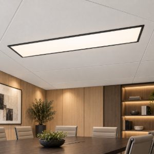 Plafoniera per ufficio pannello rettangolare led 34w 3000k nero opaco