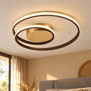 Plafoniera per camera da letto led 22w 3000k dimmerabile marrone