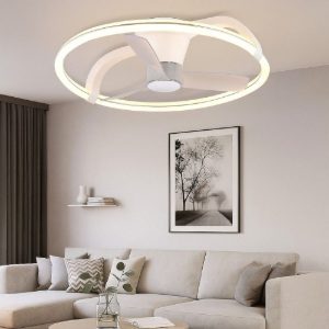 Ventilatore da soffitto a plafoniera bianco con telecomando led 37w cct 2700k 6500k per max 13mq