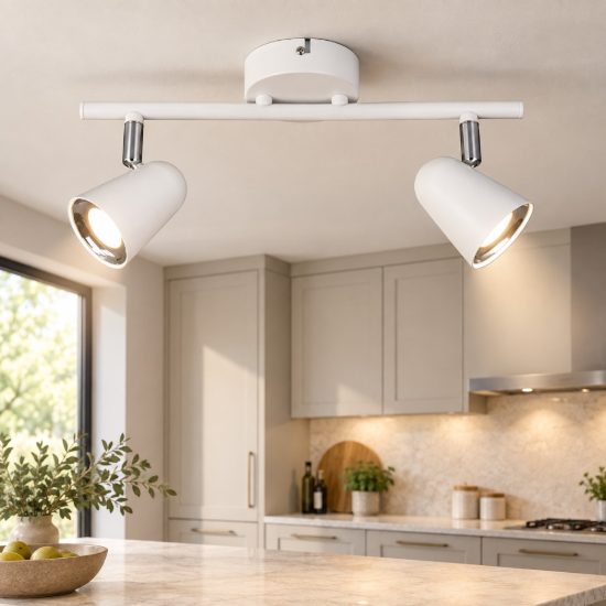 Plafoniera con 2 faretti moderna bianco opaco led 2x3,5w 3000k