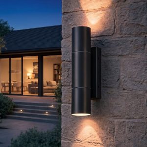 Applique cilindro 2 luci da esterno antracite anti corrosione ip65