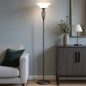 Lampada da terra in stile ferro battuto