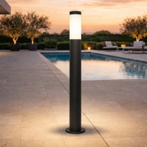 Lampione paletto cilindro da giardino nero per esterni