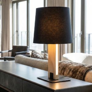 Lampada da tavolo moderna in metallo paralume nero
