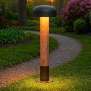 Lampione da giardino ip54 effetto legno
