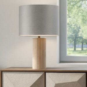 Lampada da tavolo moderna h48 paralume grigio