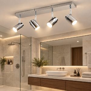 Plafoniera con 4 faretti orientabili per bagno cromo ip44