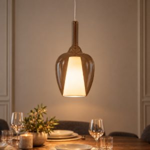 Gea luce ofelia lampada a sospensione grande per cucina a goccia fume trasparente