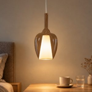 Gea luce ofelia lampada a sospensione piccola per cucina a goccia fume trasparente