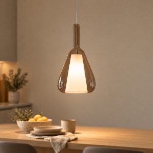 Gea luce ofelia lampada a sospensione grande per cucina conica fume trasparente