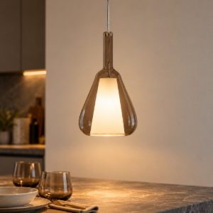 Gea luce ofelia lampada a sospensione piccola per cucina conica fume trasparente