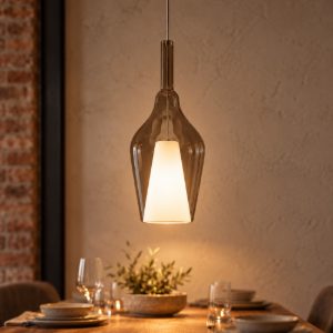 Gea luce ofelia lampada a sospensione grande per cucina a goccia allungata fume trasparente