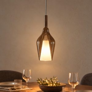 Gea luce ofelia lampada a sospensione piccola per cucina a goccia allungata fume trasparente