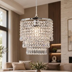 Lampadario classico per soggiorno rotondo cromo