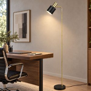 Lampada da terra per ufficio luce orientabile led 4w 2700k nero oro