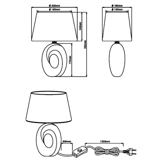 Lampada da tavolo elegante argento paralume bianco
