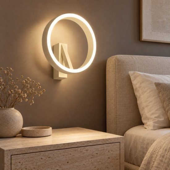 Gea luce criseide applique per comodino camera da letto led 30w 3000k ad anello new beige