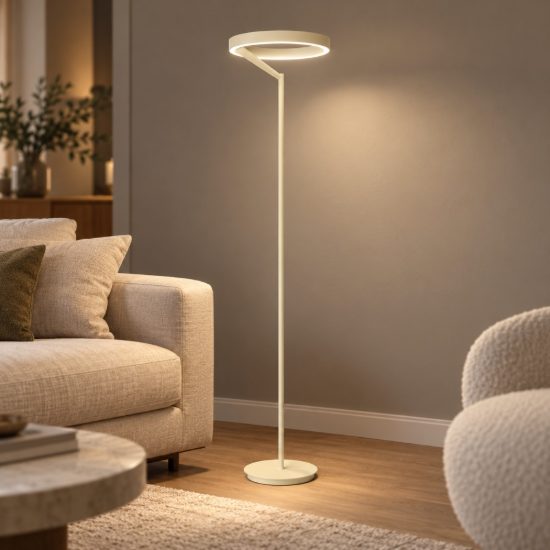 Gea luce criseide piantana per salotto led 40w 3000k dimmerabile moderna ad anello new beige