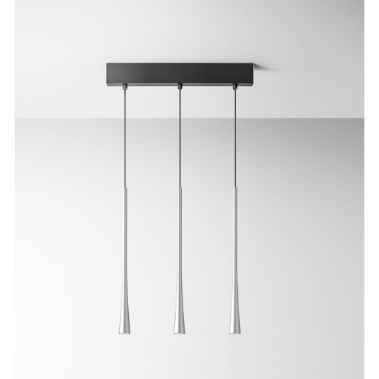 Gea luce dafne lampadario a sospensione con 3 pendenti per cucina led 16,5w 3000k moderno argento