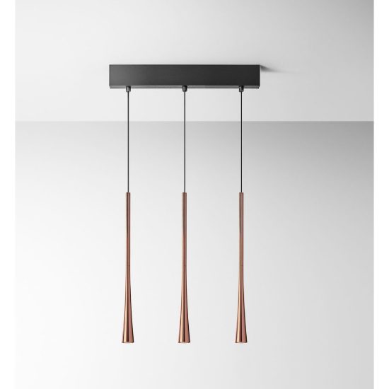 Gea luce dafne lampadario a sospensione con 3 pendenti per cucina led 16,5w 3000k moderno rame