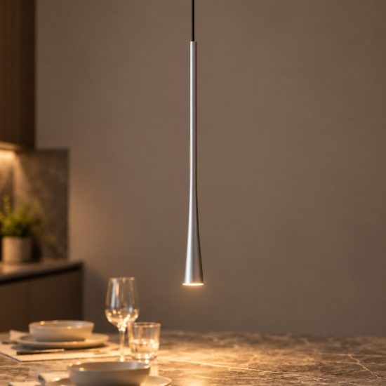 Gea luce dafne lampada a sospensione grande per cucina led 7w 3000k argento