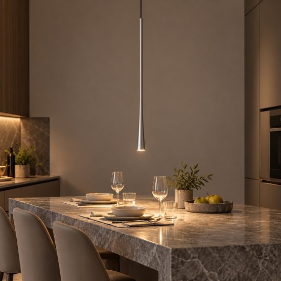 Gea luce dafne lampada a sospensione grande per cucina led 7w 3000k argento