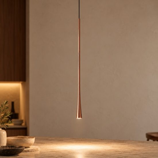 Gea luce dafne lampada a sospensione grande per cucina led 7w 3000k rame