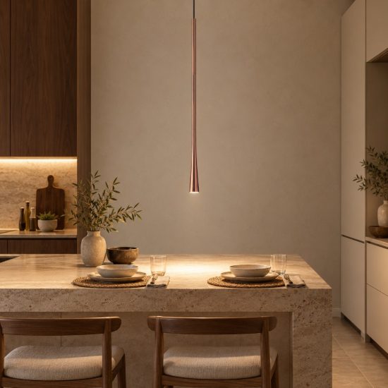 Gea luce dafne lampada a sospensione grande per cucina led 7w 3000k rame