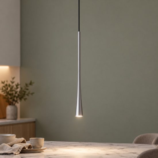 Gea luce dafne lampada a sospensione piccola per cucina led 7w 3000k argento