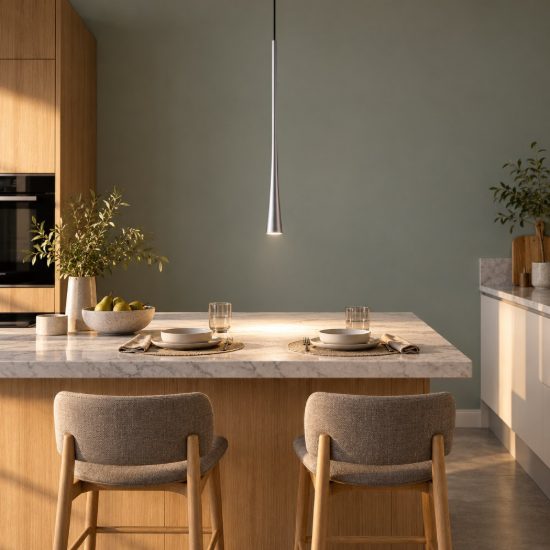 Gea luce dafne lampada a sospensione piccola per cucina led 7w 3000k argento