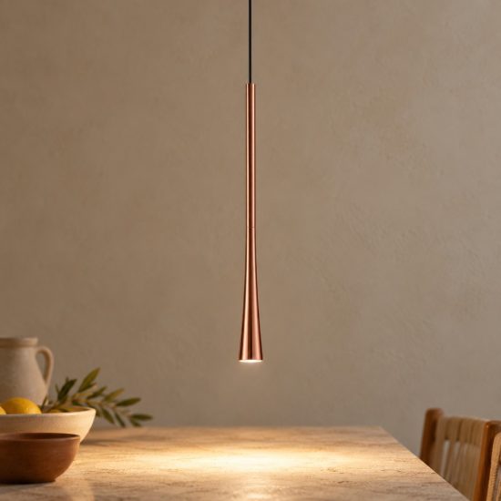 Gea luce dafne lampada a sospensione piccola per cucina led 7w 3000k rame
