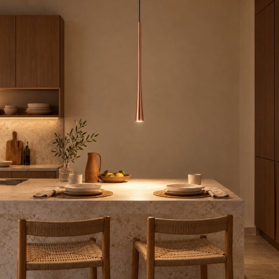 Gea luce dafne lampada a sospensione piccola per cucina led 7w 3000k rame