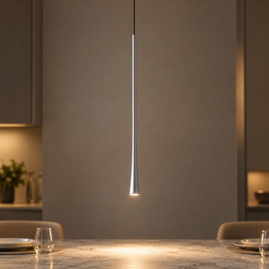 Gea luce dafne lampada a sospensione grande da incasso per cucina led 7w 3000k argento