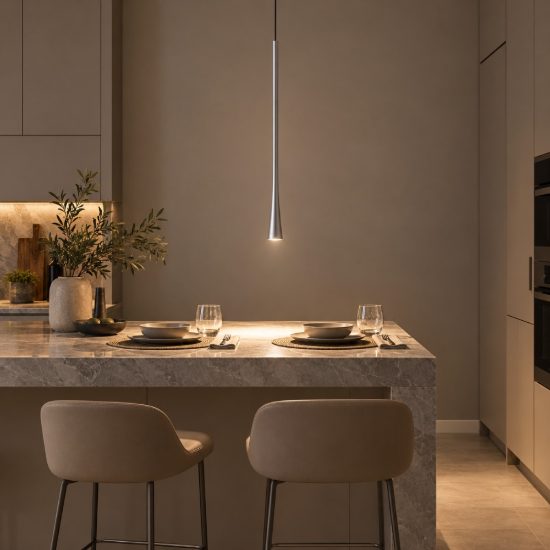 Gea luce dafne lampada a sospensione grande da incasso per cucina led 7w 3000k argento