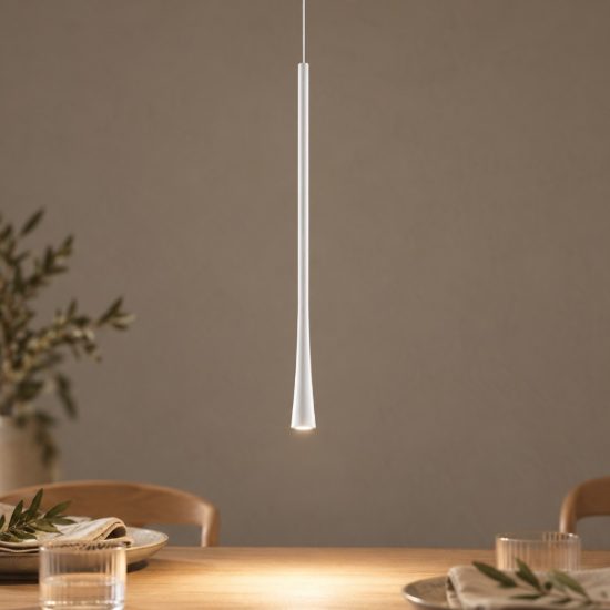 Gea luce dafne lampada a sospensione grande da incasso per cucina led 7w 3000k bianco satinato
