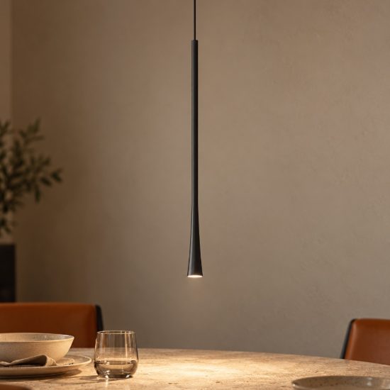 Gea luce dafne lampada a sospensione grande da incasso per cucina led 7w 3000k nero satinato