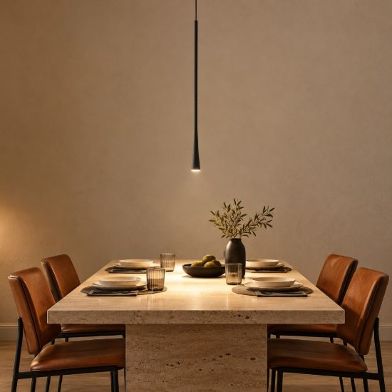 Gea luce dafne lampada a sospensione grande da incasso per cucina led 7w 3000k nero satinato