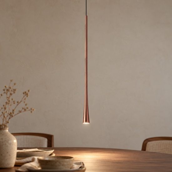 Gea luce dafne lampada a sospensione grande da incasso per cucina led 7w 3000k rame