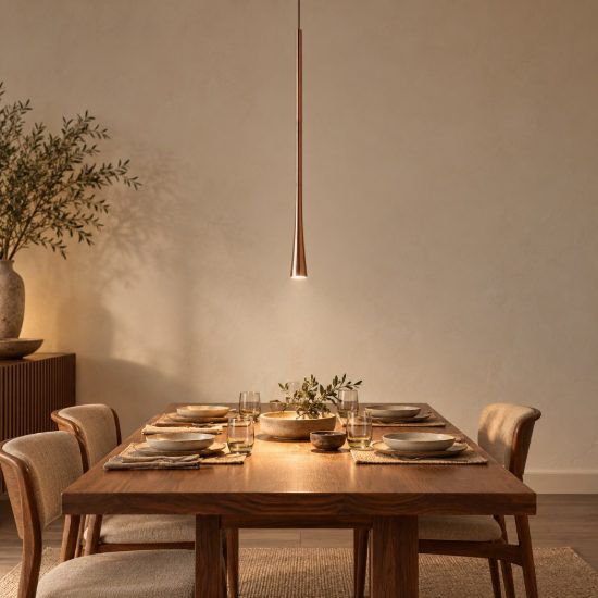 Gea luce dafne lampada a sospensione grande da incasso per cucina led 7w 3000k rame